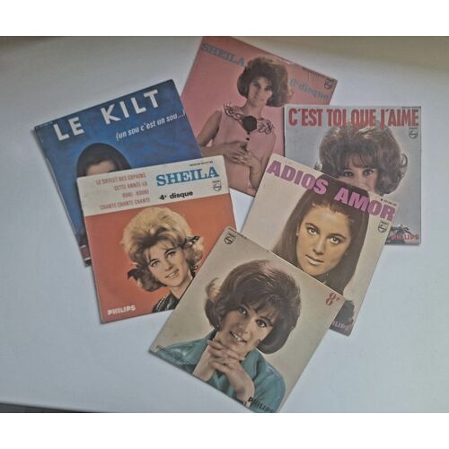 Lot De Six Vinyles 45 Tours Sheila. Les Pochettes En Parfait État, Les Vinyles Pratiquement Comme Neuf