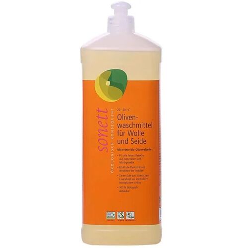 Lessive laine soie, liquide olive, Sonett 2 x 1 Liter, laine et soie