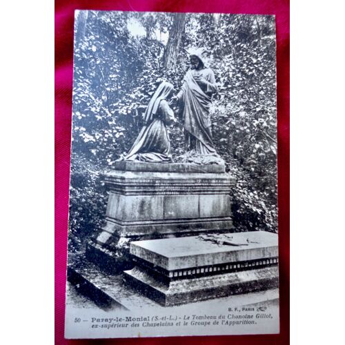 Carte Postale Ancienne Paray Le Monial.Saône Et Loire (71). Tombeau Chanoine Gillot, Ex-Supérieur Des Chapelains Et Le Groupe De L'Apparition. B.F Paris. Rare.