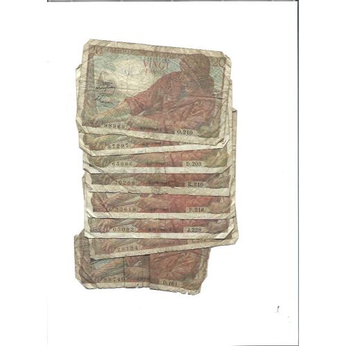 Lot De 8 Billets De 20 Francs 5 Du 10/03/1949 .1 Du 19/05/1949. 1 Dun 03/11/1949 .1 Du 9/01/1947