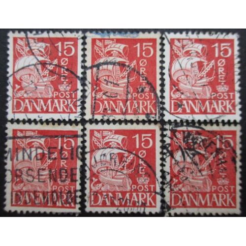 Danemark N°214 Type 1 X 6 Oblitéré