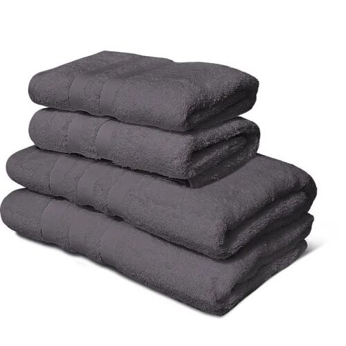Ensemble De Serviettes Lovely Home 4 Pièces Anthracite 100% Coton 500 G/M² (2 Draps De Douche 70x140 Cm + 2 Serviettes Invité 50x100 Cm)