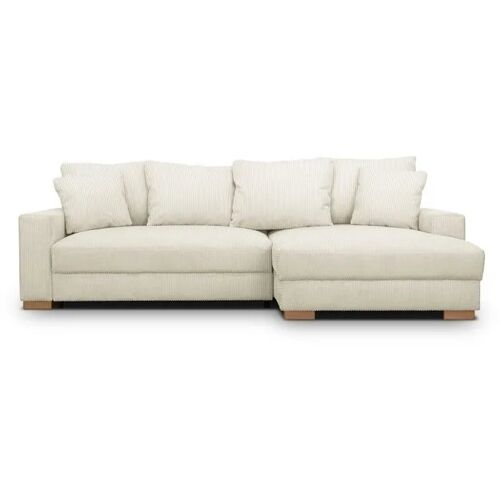 Canapé d¿angle convertible réversible 3 places MALLO beige velours côtelé 232x138/99x76 cm