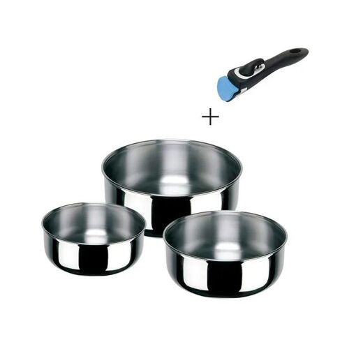 Lot De 3 Casseroles Empilables Inoxibar Porthos Avec Manche Amovible Inox 16/18/20 Cm Pour Induction