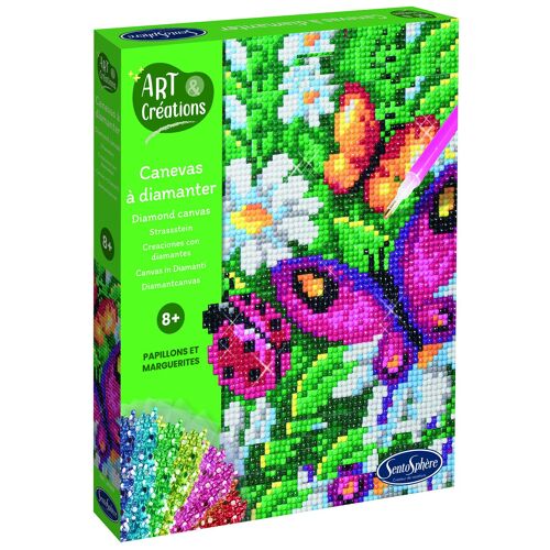 SentoSphère ART & CREATIONS CANEVAS A DIAMANTER - PAPILLONS ET MARGUERITES