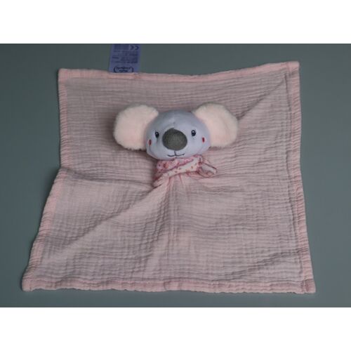 Doudou koala plat Mots d'Enfants rose lange