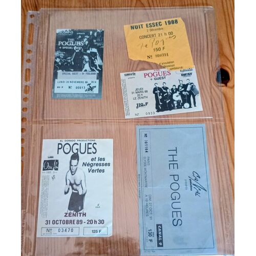 The Pogues Lot 5 Billets De Concerts 1986 - 1991