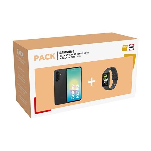 Smartphone Samsung Pack Galaxy A27 6,7" 5G Double nano SIM 128 Go Noir + Bracelet connecté FIT3 Gris