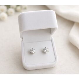Boucles D'Oreilles Diamant Moissanite 2 Carats (1 Ct X2) 6,5 Mm Vvs1 D Argent 925 Avec Certificat Gra & Écrin