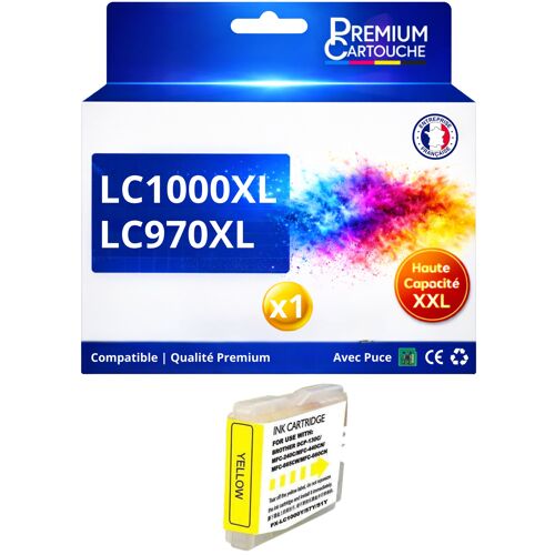 Cartouche LC970 LC1000Y compatible pour Brother DCP 130C 135C 150C Jaune Haute capacité avec puce 400 pages