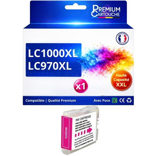 Cartouche LC970 LC1000M compatible pour Brother DCP 130C 135C 150C Magenta Haute capacité avec puce 400 pages