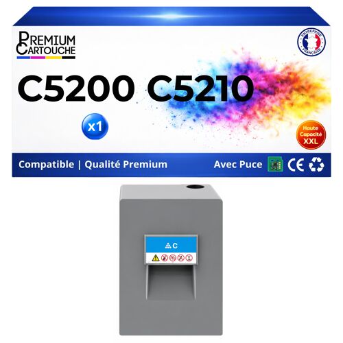 Toner 828429 compatible pour Ricoh 5200 5210 Cyan Haute capacité avec puce 24000 pages
