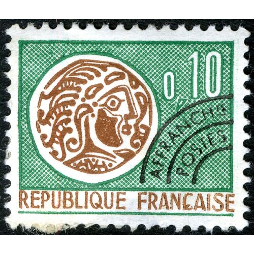 Timbre Oblitéré République Française , Sans Légende Particulière - Type Monnaie Gauloise , 0,10