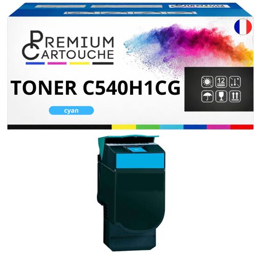 Toner compatible pour Lexmark C540H1CG Cyan 2000 Pages