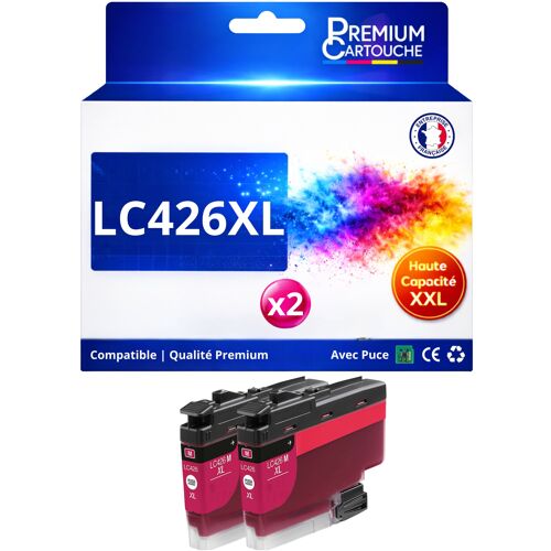 Pack 2 Cartouche LC426XL LC426 XL compatible pour Brother Magenta Haute capacité avec puce 5000 pages