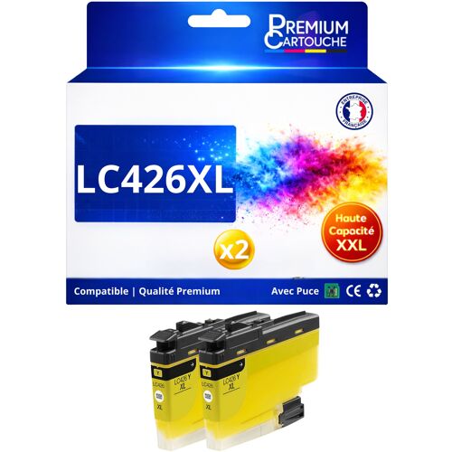 Pack 2 Cartouche LC426XL LC426 XL compatible pour Brother Jaune Haute capacité avec puce 5000 pages