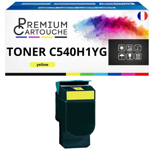 Toner compatible pour Lexmark C540H1YG Jaune 2000 Pages