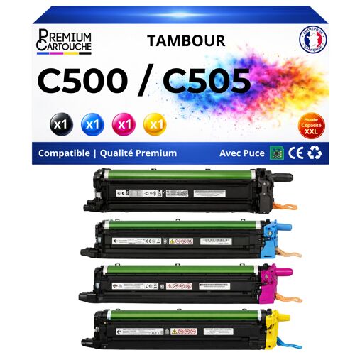 Pack de 4 Tambours compatible pour Xerox 108R01484 108R01481 108R01482 108R01483 500 505 Noir et Couleurs