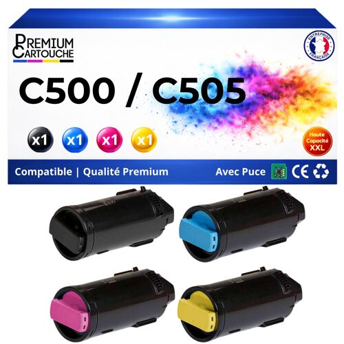 Pack de 4 Toners compatible pour Xerox 106R03876 106R03873 106R03874 106R03875 500 505 Noir et Couleurs