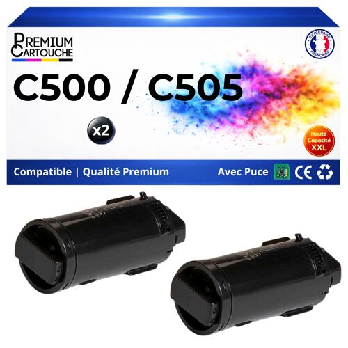 Pack de 2 Toners compatible pour Xerox 106R03876 106R03862 500 505 Noir 12100 pages
