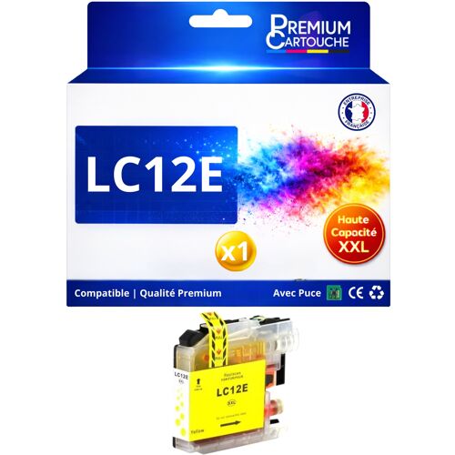 Cartouche LC12E LC12 EY compatible pour Brother MFC J6925DW Jaune Haute capacité avec puce 1200 pages