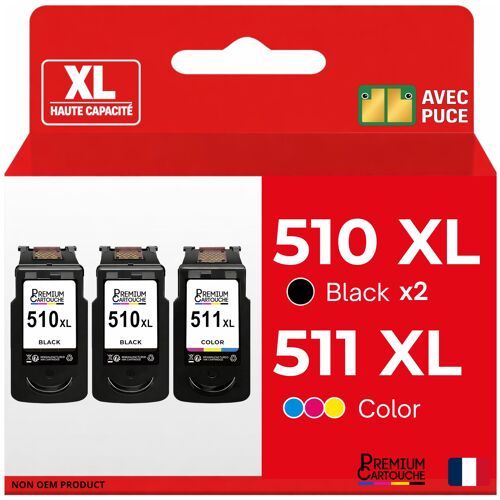 Pack de 3 Cartouches compatible pour Canon PG510 CL511 Noir et Couleur
