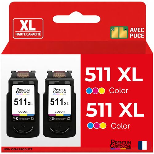 Pack de 2 Cartouches compatible pour Canon CL511 Couleur