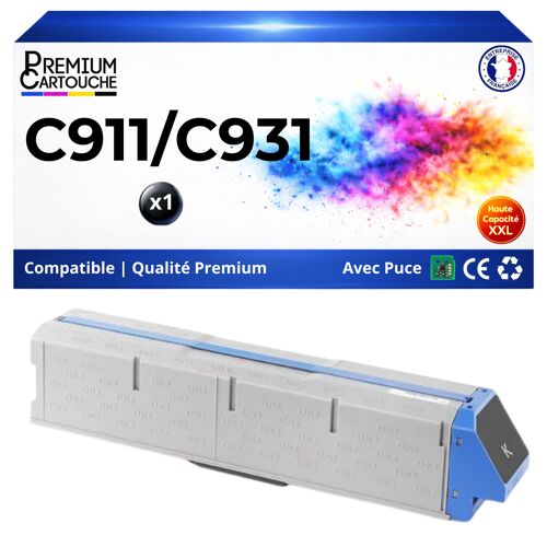 Toner 45536416 compatible pour OKI 931 Noir Haute capacité avec puce 24000 pages