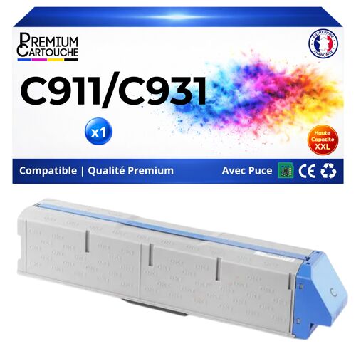 Toner 45536415 compatible pour OKI 931 Cyan Haute capacité avec puce 24000 pages