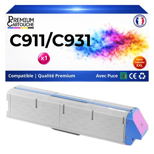Toner 45536414 compatible pour OKI 931 Magenta Haute capacité avec puce 24000 pages