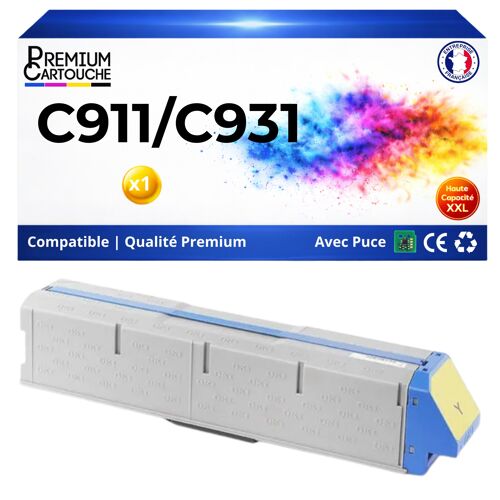 Toner 45536413 compatible pour OKI 931 Jaune Haute capacité avec puce 24000 pages