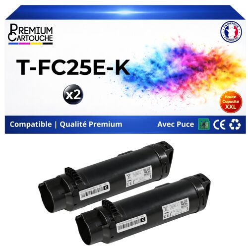 Pack de 2 Toners compatible pour Toshiba T-FC25 T-FC25E-K 6AJ00000075 Noir 34200 Pages