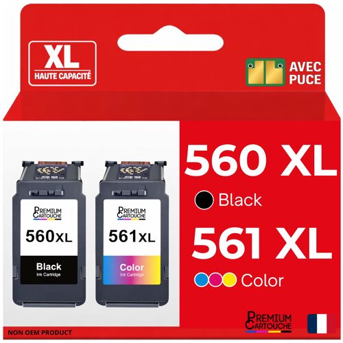 Pack de 2 Cartouches compatible pour Canon PG560XL CL561XL Noir et Couleur