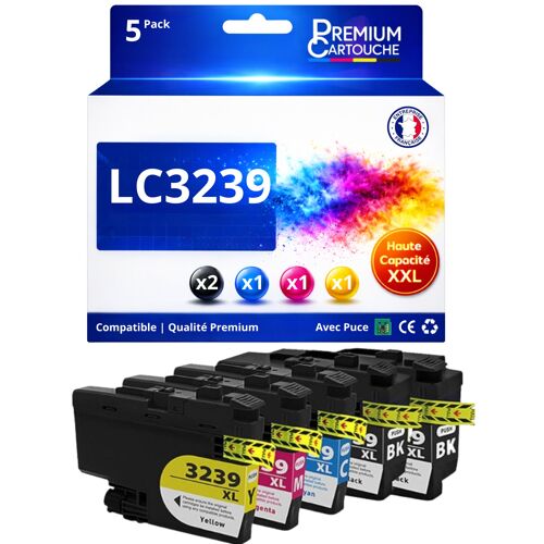 Pack 5 LC3239XL LC3239 XL compatible pour Brother HL J6000DW MFC J6945DW Haute capacité avec puce Noir + Couleurs