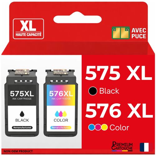 Pack de 2 Cartouches compatible pour Canon PG575XL CL576XL Noir et Couleur
