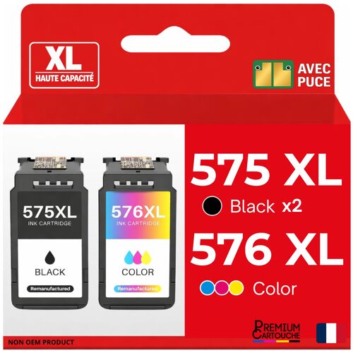 Pack de 3 Cartouches compatible pour Canon PG575XL CL576XL Noir et Couleur