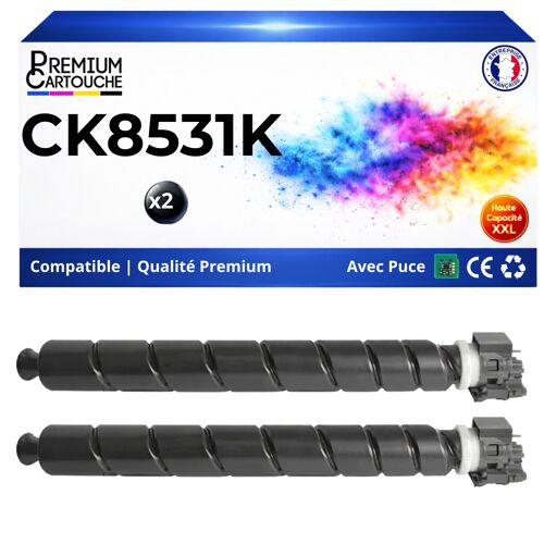 Pack de 2 Toners compatible pour Triumph-Adler CK8531K 1T02XD0UT0 Noir 30000 Pages