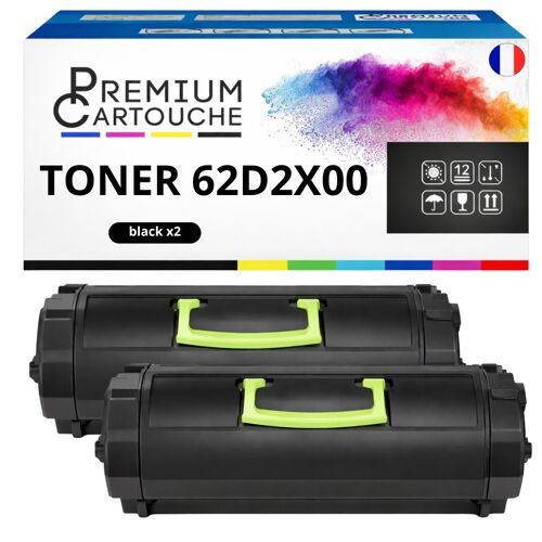 Pack de 2 Toners compatible pour Lexmark 62D2X00 Noir 45000 Pages