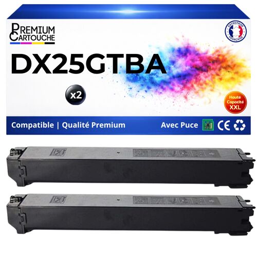Pack de 2 Toners compatible pour Sharp DX-25GTBA DX25GTBA Noir 20000 Pages