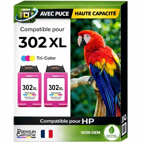 Pack de 2 Cartouches compatible pour HP 302XL Couleur