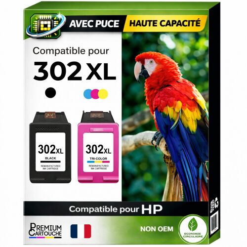 Pack de 2 Cartouches compatible pour HP 302XL Noir et Couleur