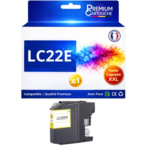 Cartouche LC22E Y LC22 E Y compatible pour Brother MFC J5920DW Jaune Haute capacité avec puce 1200 pages