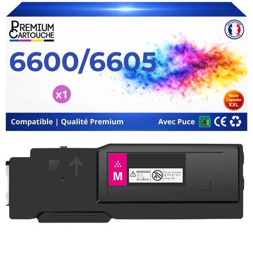 Toner 106R02230 106R02246 compatible pour 6600 6605 Magenta Haute capacité avec puce 6000 pages