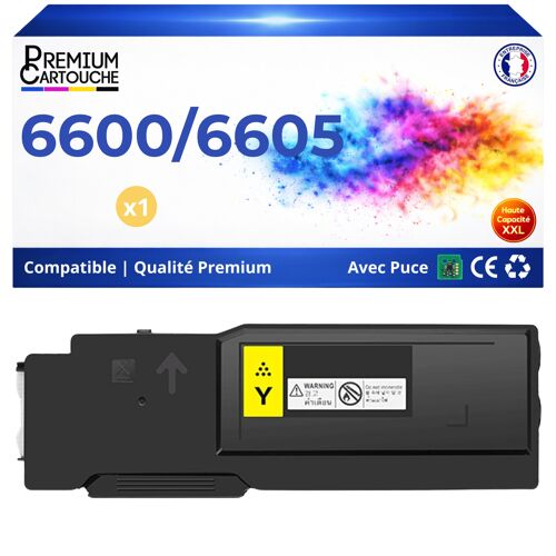 Toner 106R02231 106R02247 compatible pour 6600 6605 Jaune Haute capacité avec puce 6000 pages