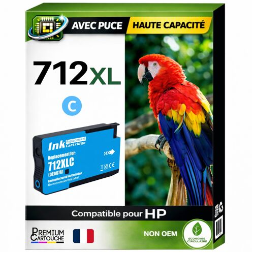 Cartouche 712 712 compatible pour HP 210 230 250 630 650 Cyan Haute capacité avec puce 29ml