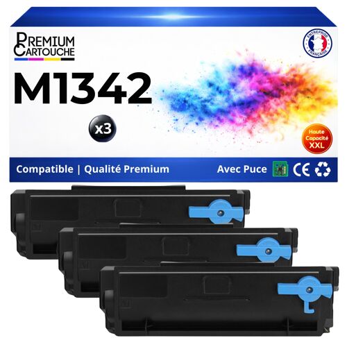 Pack de 3 Toners compatible pour imprimantes Lexmark M1342 XM1342 24B7005 Noir 18000 Pages
