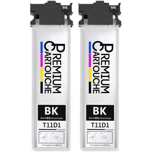Pack 2 Cartouche T11D1 T11C1 compatible pour Epson 5390 5890 Noir Haute capacité avec puce 5000 pages