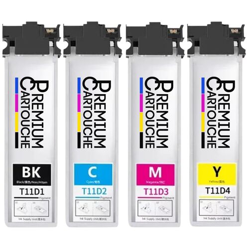 Pack 4 Cartouche T11D1 T11C1 T11D2 T11C2 T11D3 T11C3 T11D4 T11C4 compatible pour Epson 5390 5890 Noir Couleurs