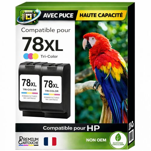Pack 2 Cartouches 78 C6578AE compatible pour HP Couleur 1000 pages Haute capacité avec puce
