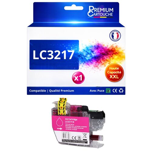 Cartouche LC3217 LC3217 compatible pour Brother MFC J5330DW J6530DW Magenta Haute capacité avec puce 550 pages